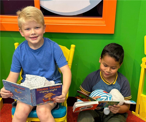 students reading